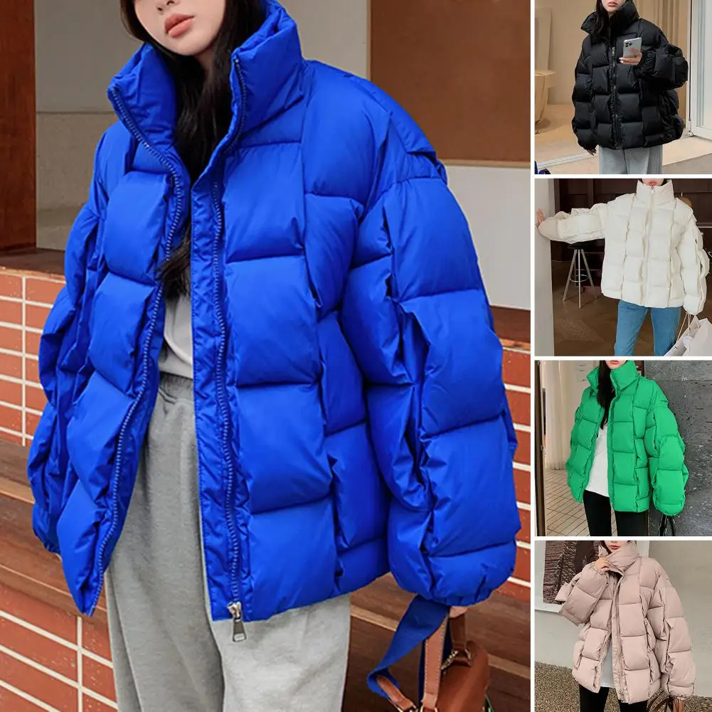 2024 Korean Fashion Winter Jacket Women Parkas Jacket Women Outwear Coats Solid Stand Collar Windbreaker Cotton Padded Jacket