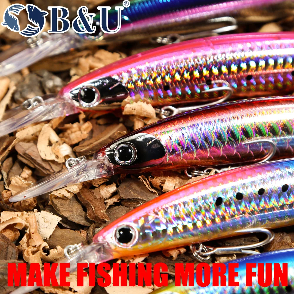 B&U 125mm Sinking Minnow Sea Fishing Lure Ultra Long Casting Seabass Inshore Hard Baits Artificial Bait Jerkbait