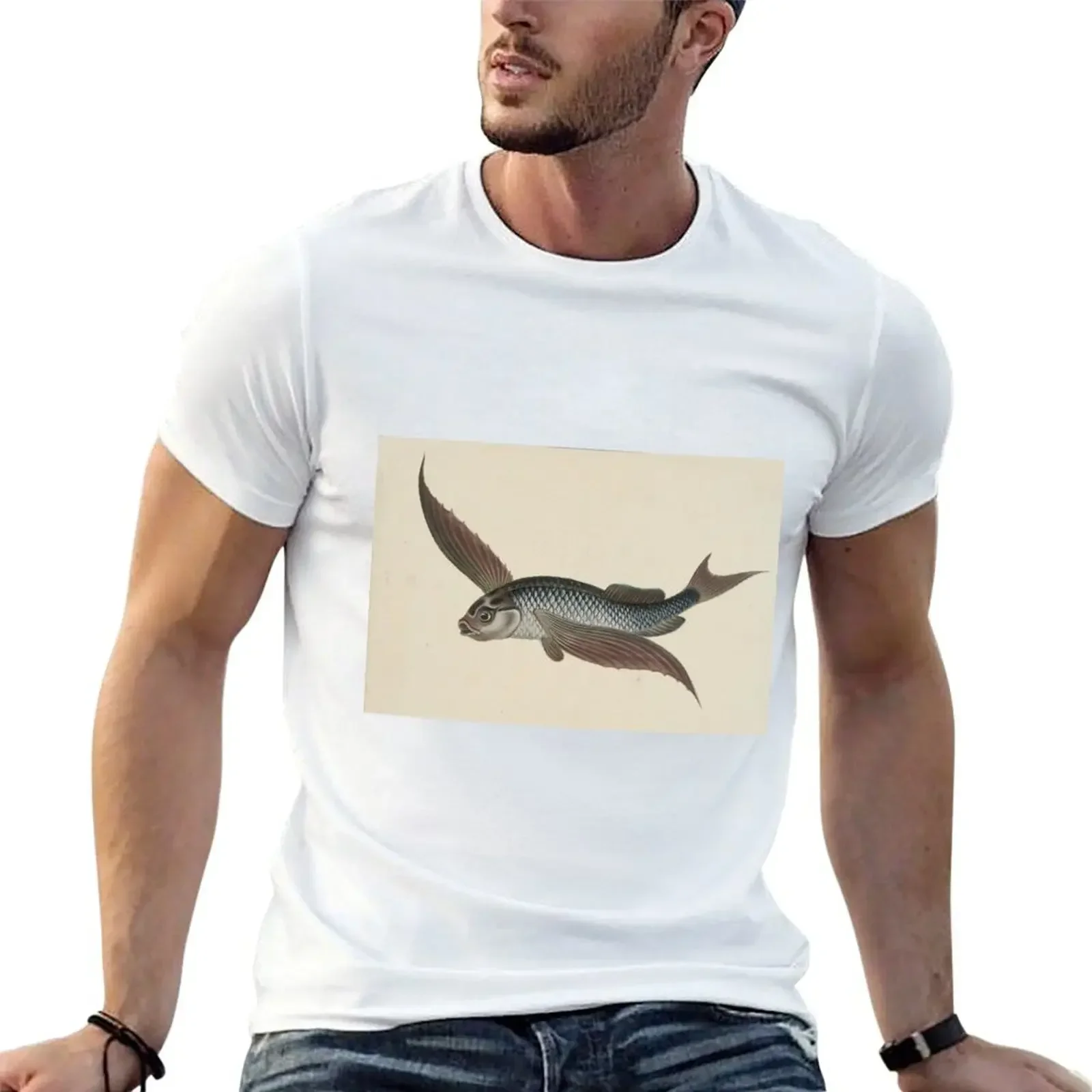 

Vintage Flying Fish T-Shirt boys whites customs design your own hippie clothes oversizeds sweat shirts, men