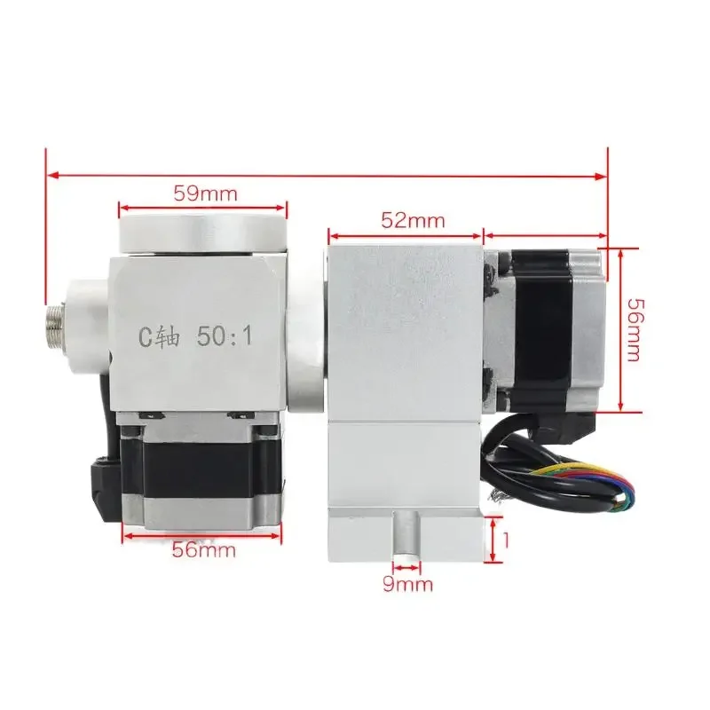 CNC 4th 5th Fouth Fifth A C Rotary axis Harmonic drive reducer dividing head With Nema 23 waterproof Stepper Motor