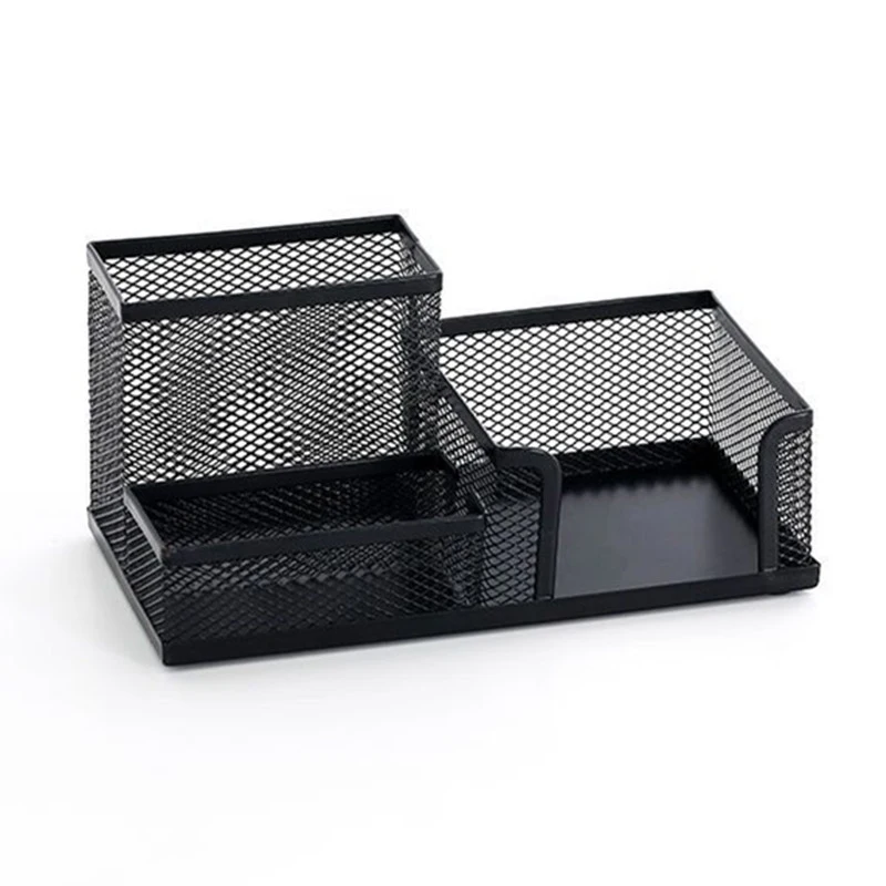 NEW Desk Stationery Organizer Creative Metal Pen Holder Pencil File Storage Rack 3 Grid Storage Box Office Accessories