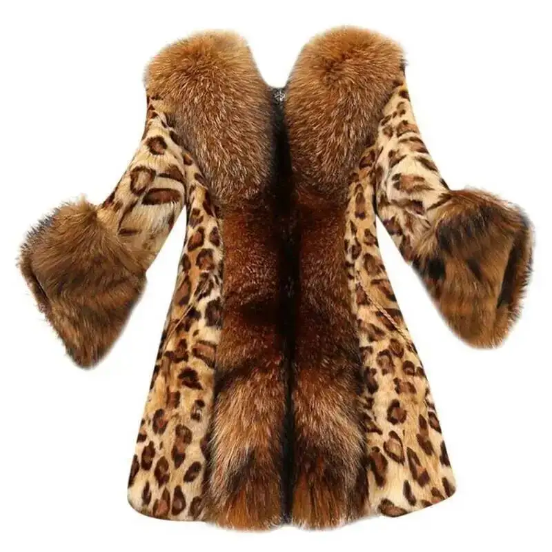 Winter Fashion For Women 2026 New Imitation Jacket Faux Fur Collar Classic Leopard Mid-Length Coat Tide Jackets