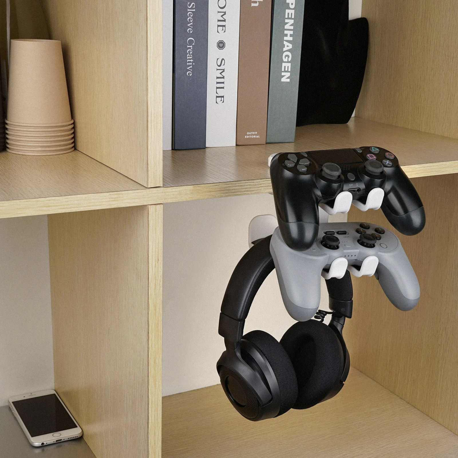 Geekria 3-in-1-PC-Gaming-Headset und Controller-Halterung, Kopfhörerständer unter dem Schreibtisch mit 360 °   Rotation einstellbar
