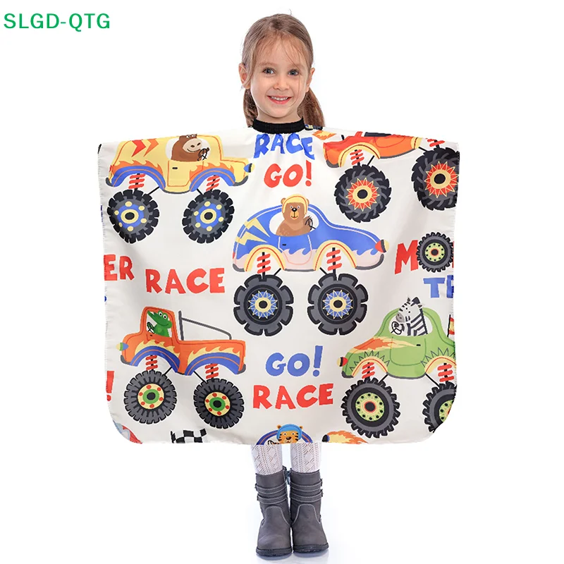 NEW Kids Cartoon Car Haircut Hairdresser Cape Professional Hair-Cut Salon Barber Wrap Cutting Gown Hair Care Styling Supplies
