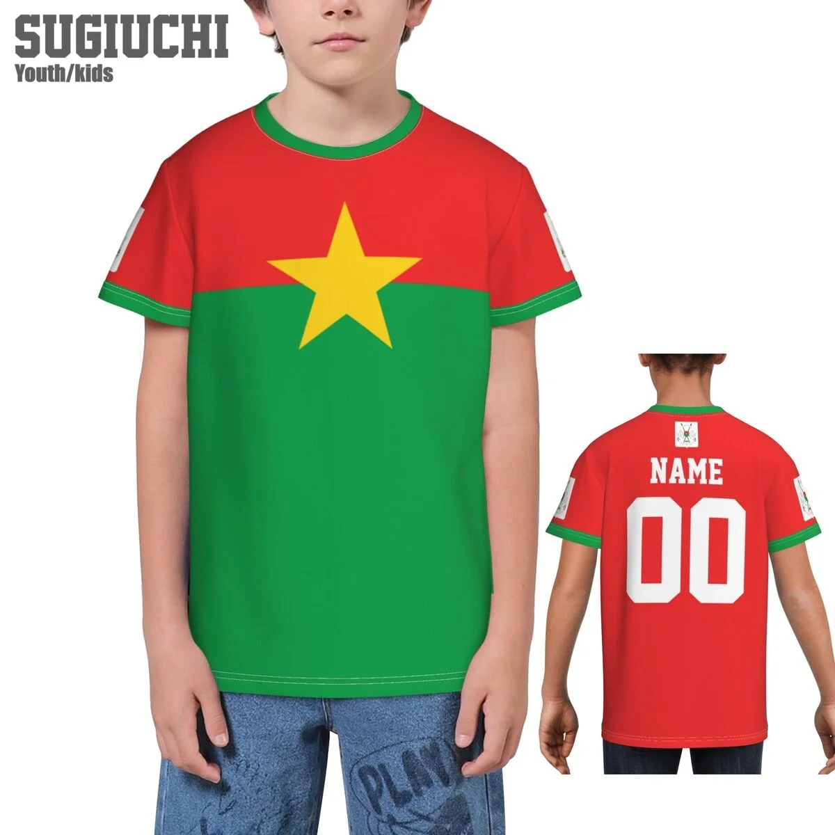 Custom Name Number Burkina Faso Flag Emblem 3D T-shirts For Kids Youth Boy/Girl Tees jersey Soccer Football Fans Gift T shirt