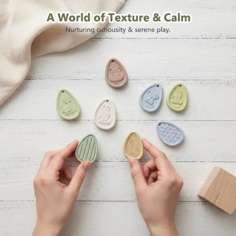 ADHD Fidget Toys Adults Sensory Silicone Stones 6 Pack Textured for Autism Kids Calming Stress School Home Use