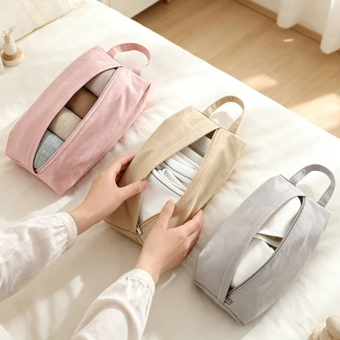 3pcs Grey Pink and Yellow Organizer for Underwear Organizing Bag Socks and Personal Intimates Sachets for Packaging Pouch Makeup