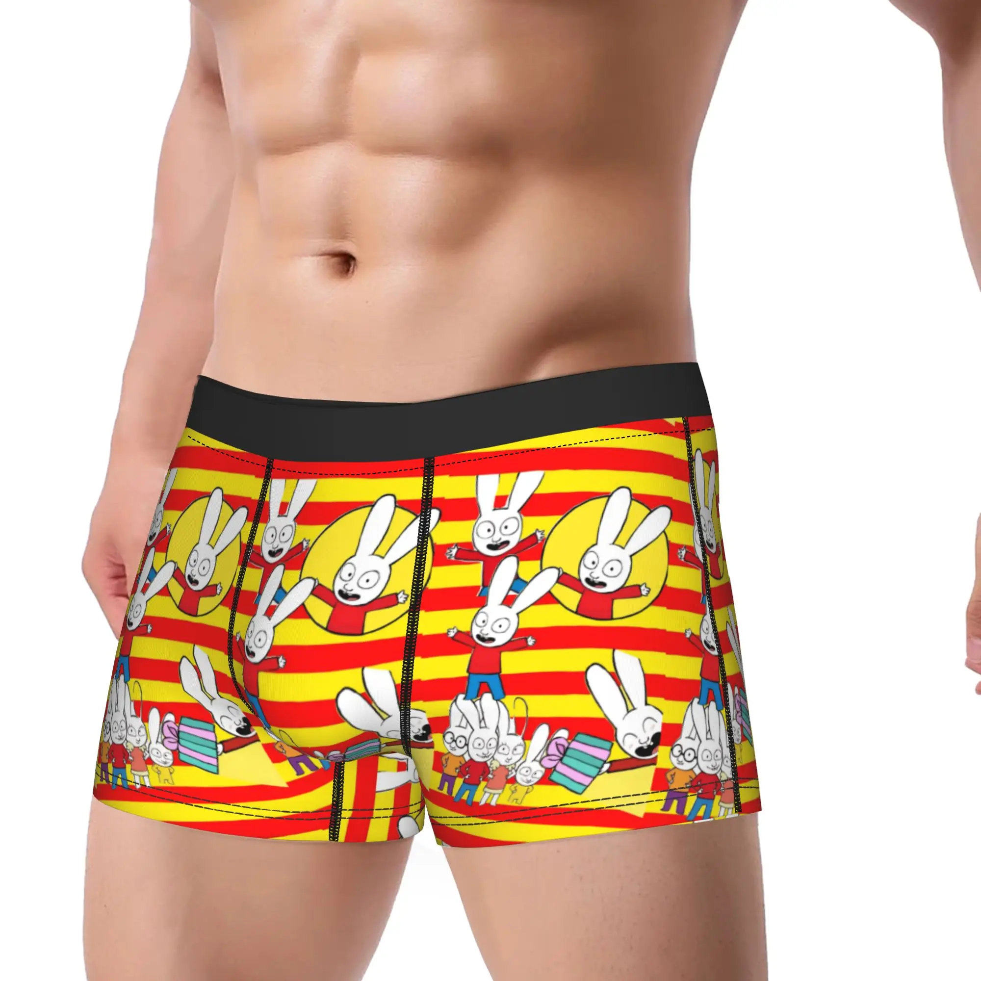 Novelty Boxer Simons Rabbit Shorts Panties Briefs Men Underwear French Cartoon Mid Waist Underpants for Male Plus Size