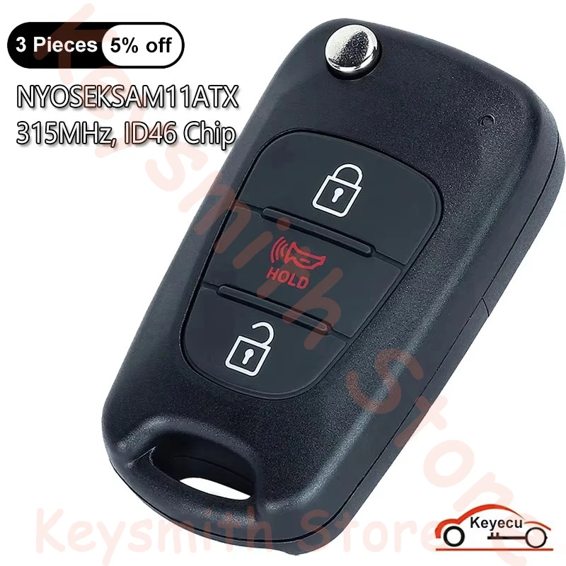 

KEYECU 3 кнопки 315 МГц ID46 чип для Kia Sportage 2009 2010 2011 2012 2013 автоматический флип-брелок с дистанционным управлением NYOSEKSAM11ATX