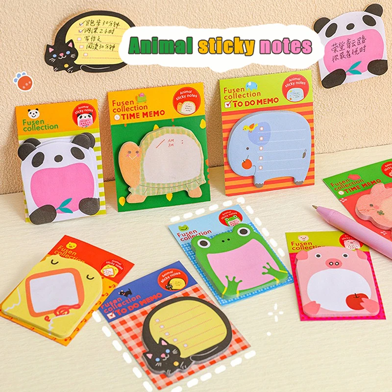 Cute Zoo Cartoon Sticky Notes, Nota Adesivos, Mensagem Adesivos, Material Estudante, Caderno, Escola, Papelaria de escritório