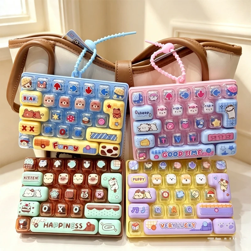 26Grid Keycap Clicker Antiestrés, Llavero de Teclado Fidget, Botón de Descompresión, Diseño de Dibujos Animados, Relajante para Manos, Regalo para Fiestas 26구 키캡 키링