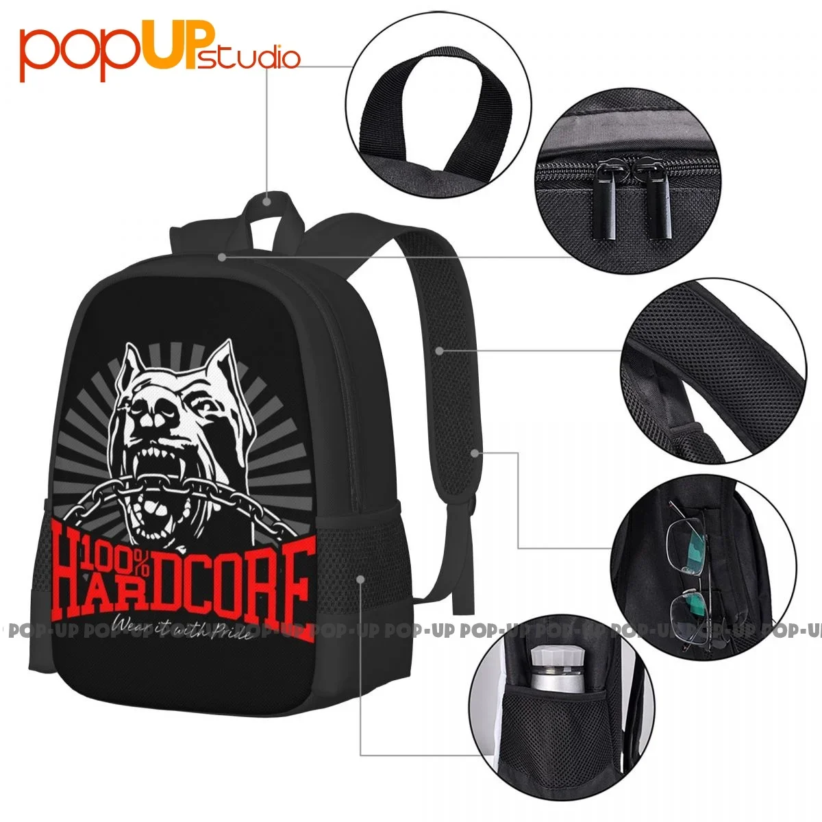 100 Hardcore Dog 305206060 Gabber Techno Partyoutfit Backpack Large Capacity Training Sports Bag