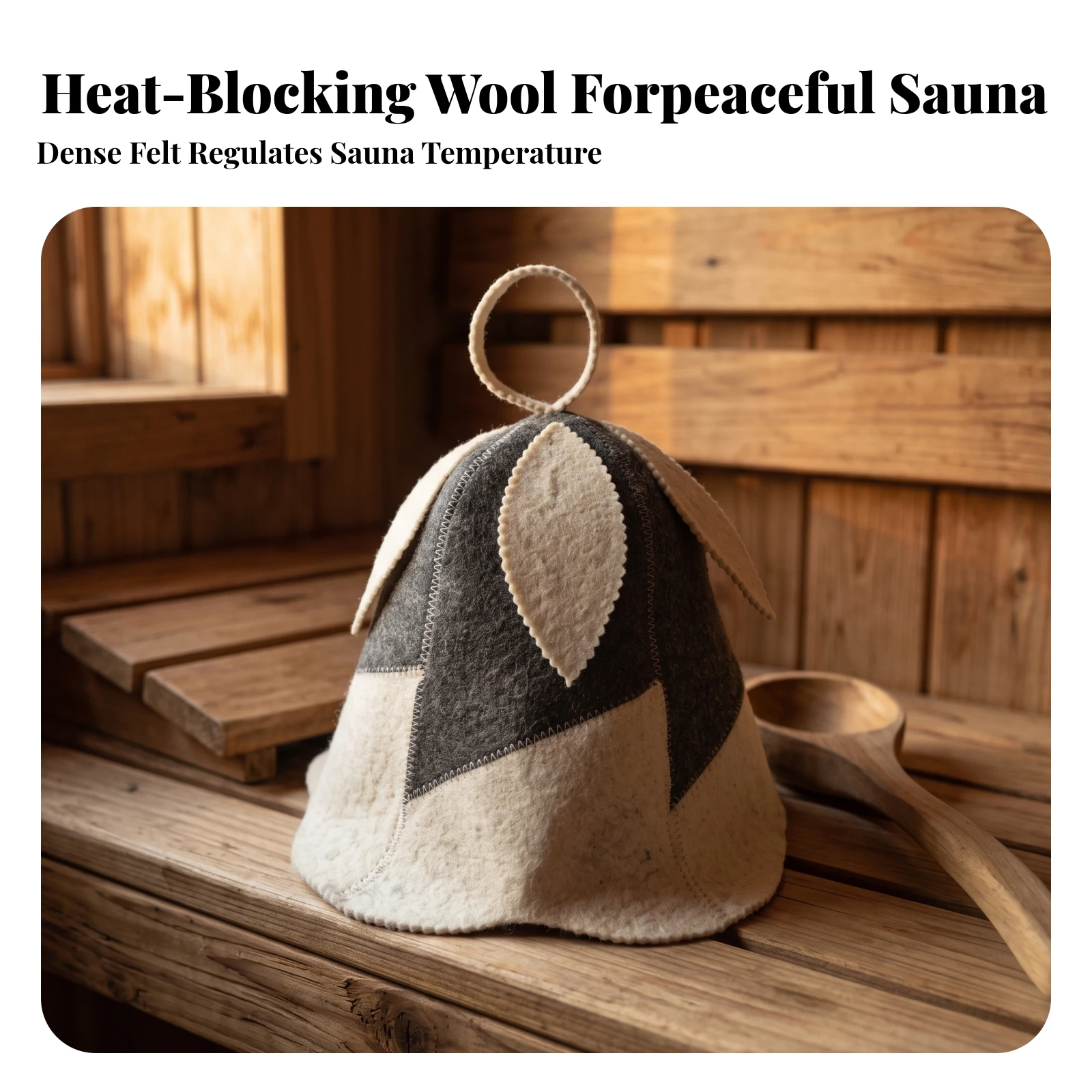 Wool Felt Sauna Hat Handmade Look Sauna Hat with Hanging Loop Nordic Style Breathable for Spa Lovers