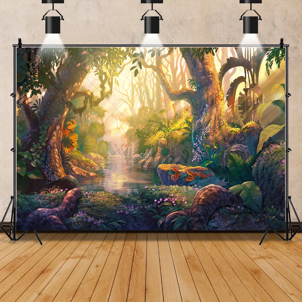 Enchanted Forest Backdrop Fancy Fairyland Magic Big Tree Wonderland Wedding Baby Shower Birthday Customized Background