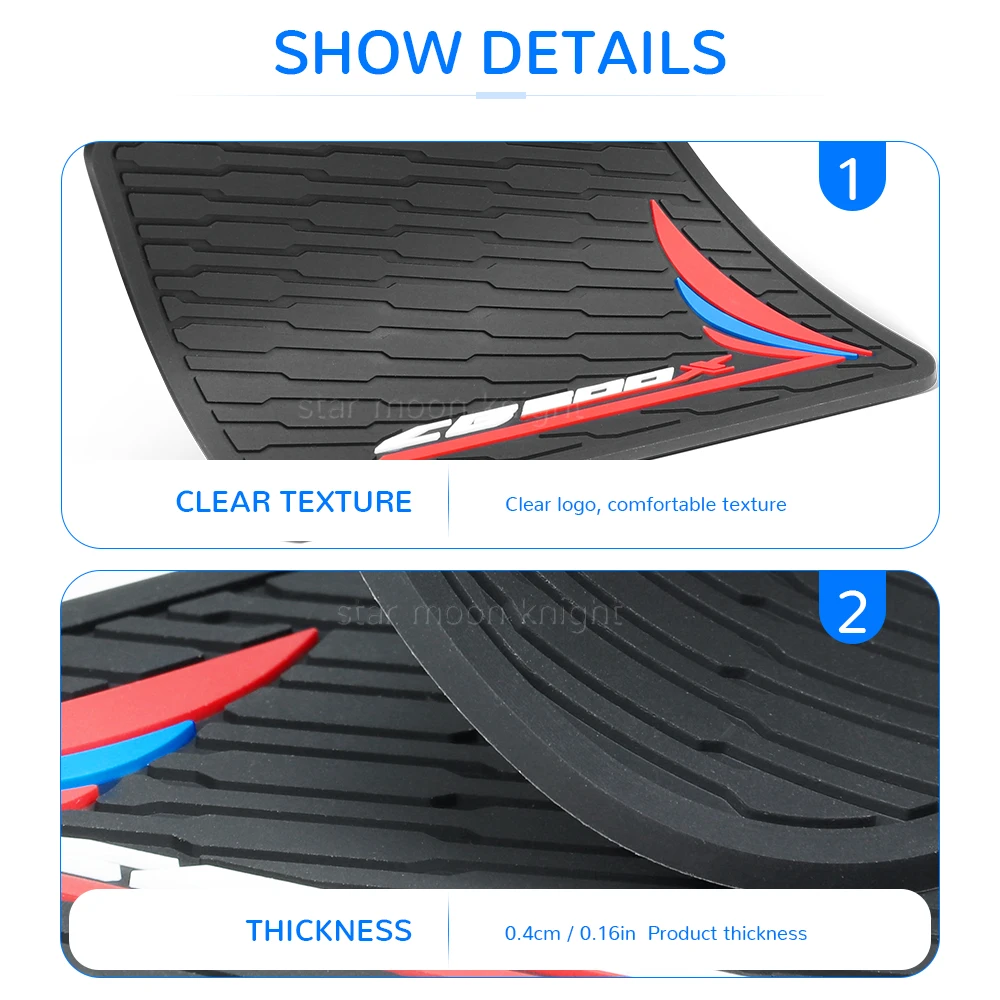 Motocicleta Rubber Protection Pad, etiqueta antiderrapante lateral do tanque de combustível, Decalque Tanque Pads para Honda CB500X, CB 500 X, 500X, 2016