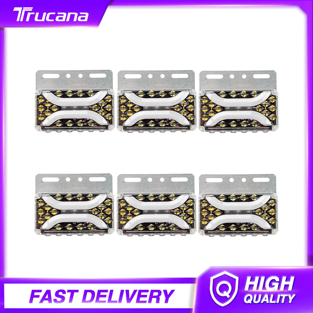 

Trucana 6PCS Warning Light LED Light Square Clearance Trailer Truck Yellow White Red LED Side Marker Lamp 24V Truck Accessories