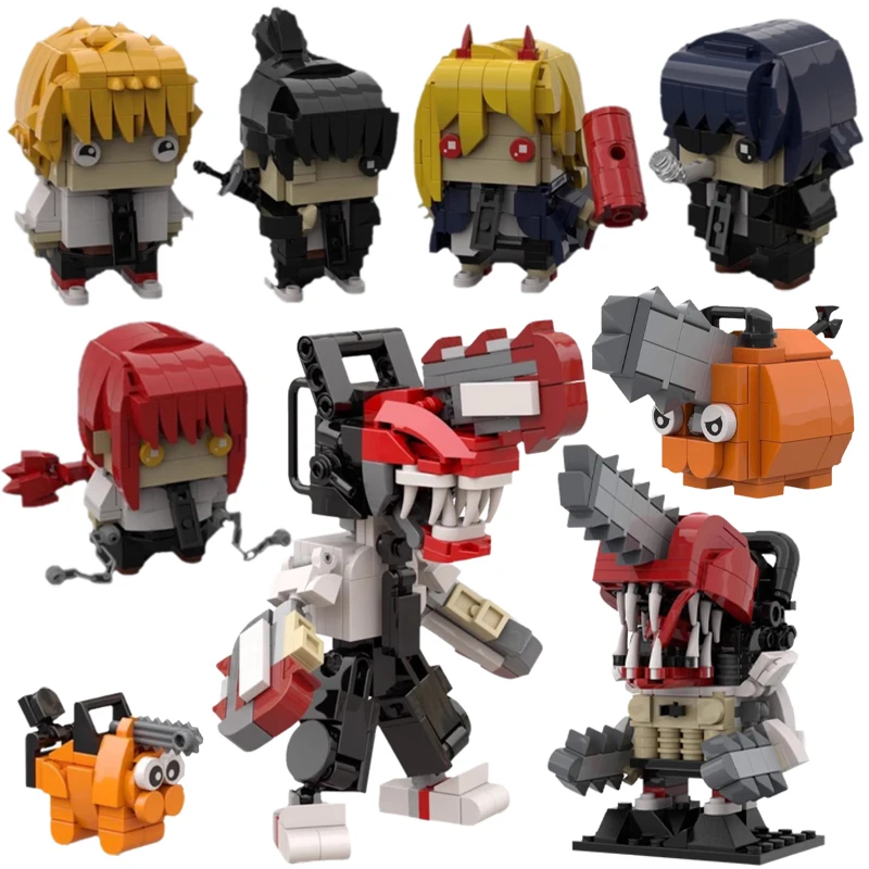 Anime Figures Pochita Denjied Brickheadz Building Blocks MOC Chainsawed Man Cartoon Doll Model DIY Kids Puzzle Toy Birthday Gift