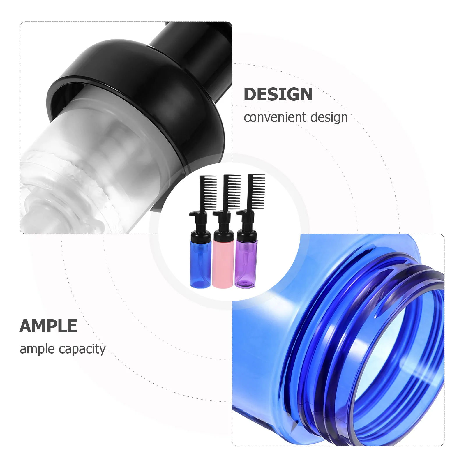 

3Pcs Hair Dye Comb Bottles Salon Portable 60Ml Hair Coloring Applicator Bottles Root Comb Dispenser Applicator Bottle Combs