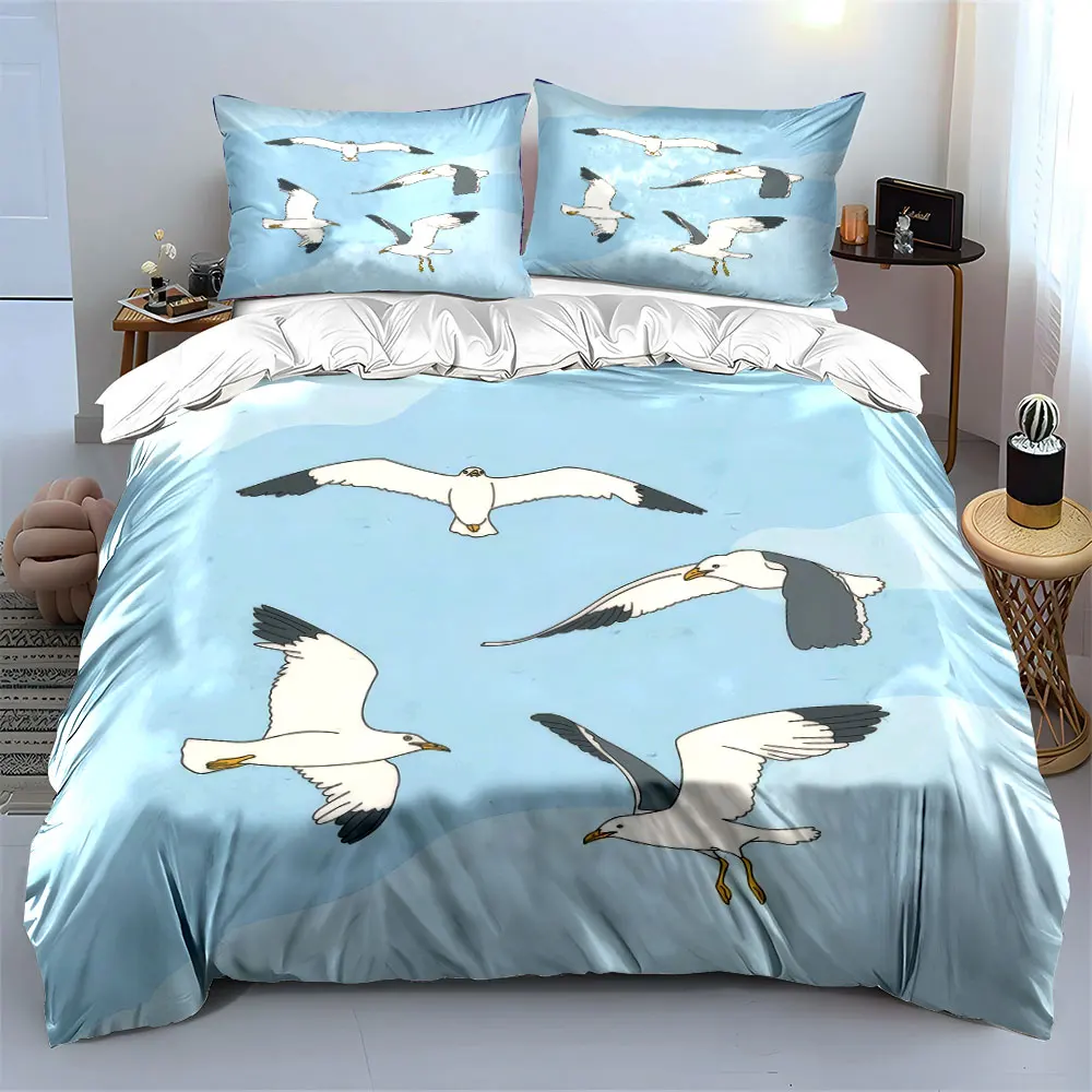 

Seagull-Themed Art Decor Set Soft Comfortable Duvet Cover Bedding Set Included 1*Duvet Cover & 2*Pillowcases, gift