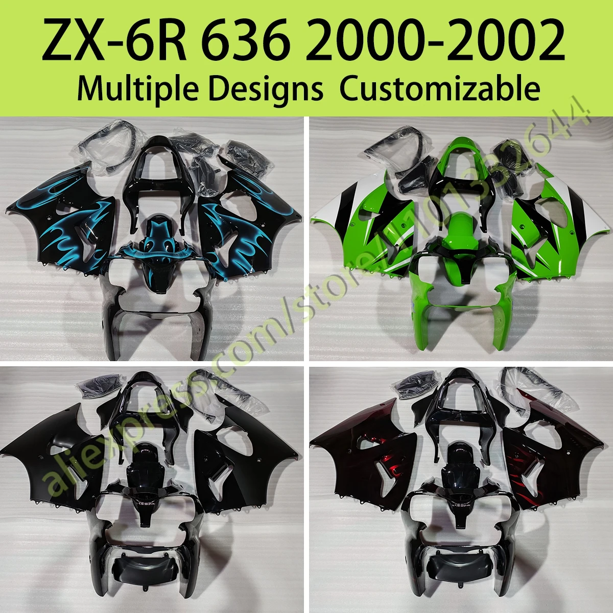 

Комплект обтекателей Prime для Kawasaki ZX 6R 636 2000 2001 2002, литые обтекатели для мотоциклов послепродажного обслуживания ZX6R 00 01 02