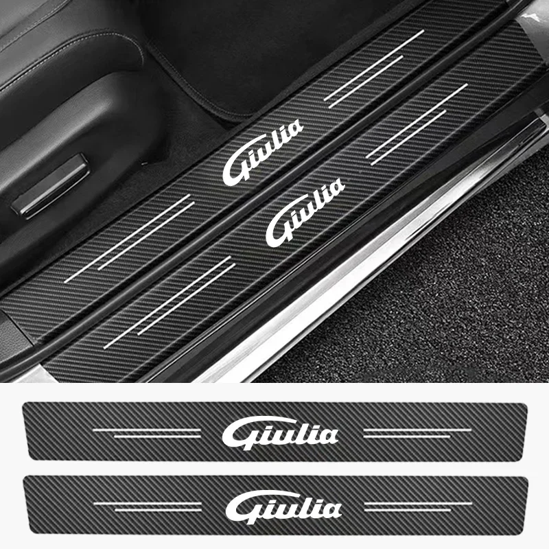 

4/5Pcs Car Door Threshold Strip Decoration Sticker For Alfa Romeo Giulietta Mito Giulia Stelvio Brera 156 159 Carbon Guard