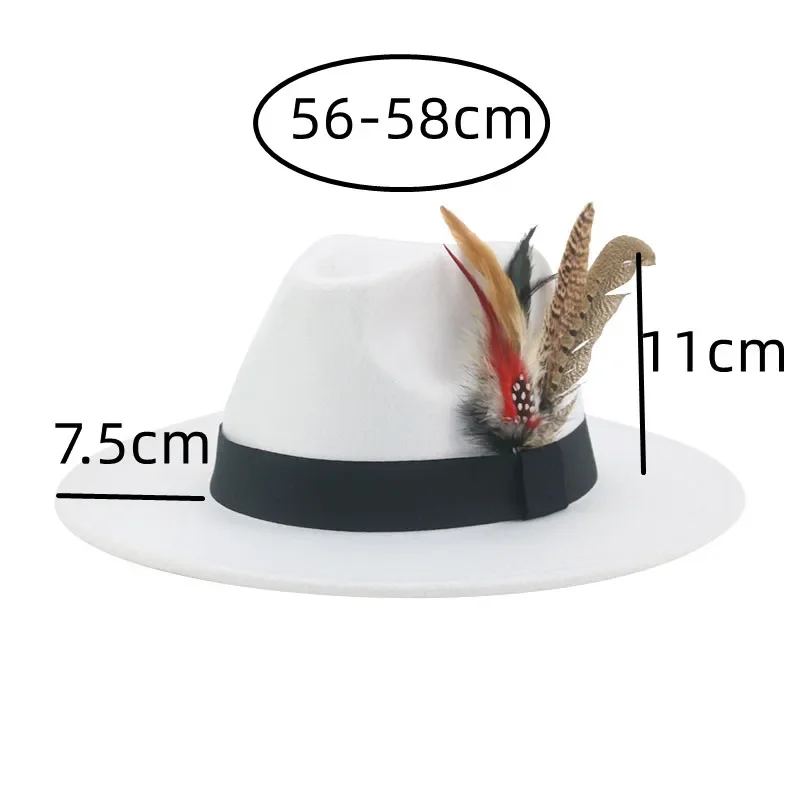 Hat Fedoras Winter Women Hats Men Felt Hat Feather Luxury Fashion Casual Wedding Decorate Men Women Fedora Chapeau Femme Bonnet