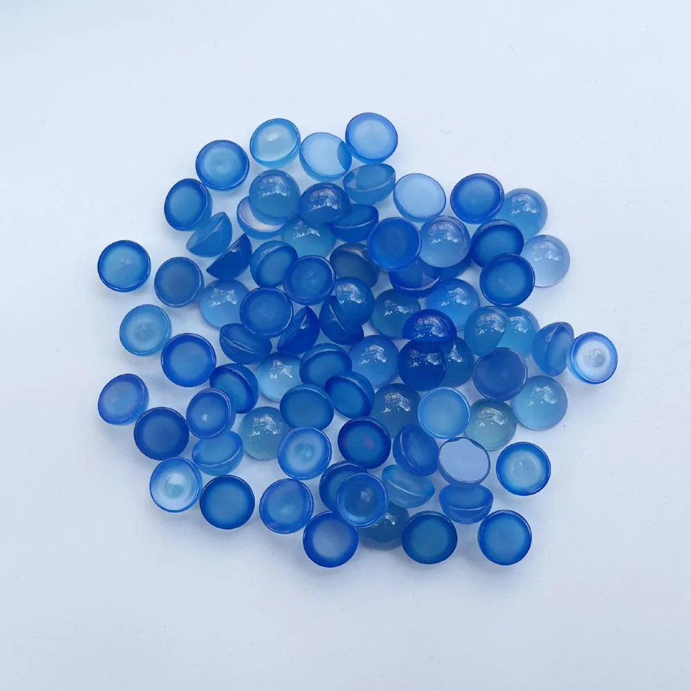 fashion 8MM Natural Stone blue agate round Beads cabochon for Jewelry making 50pc Ring Bracelet Necklace accessories wholesale