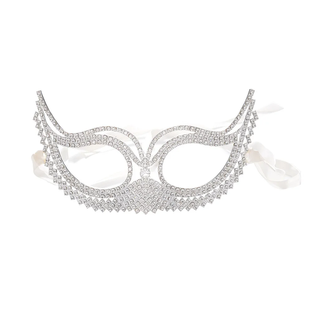 

Rhinestone Masquerade Masks Heart Shaped Alloy Lightweight Women Party Costume Halloween Ball Carnival Dance Fashion Show Face