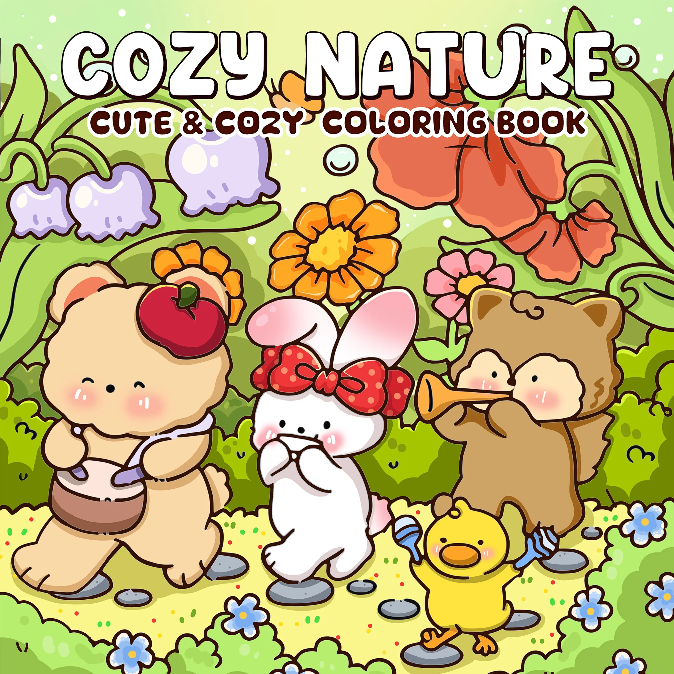 COZY NATURE Libro para colorear con patrones audaz y fácil para adultos Lindo libro de dibujo Regalo perfecto para fiesta y cumpleaños