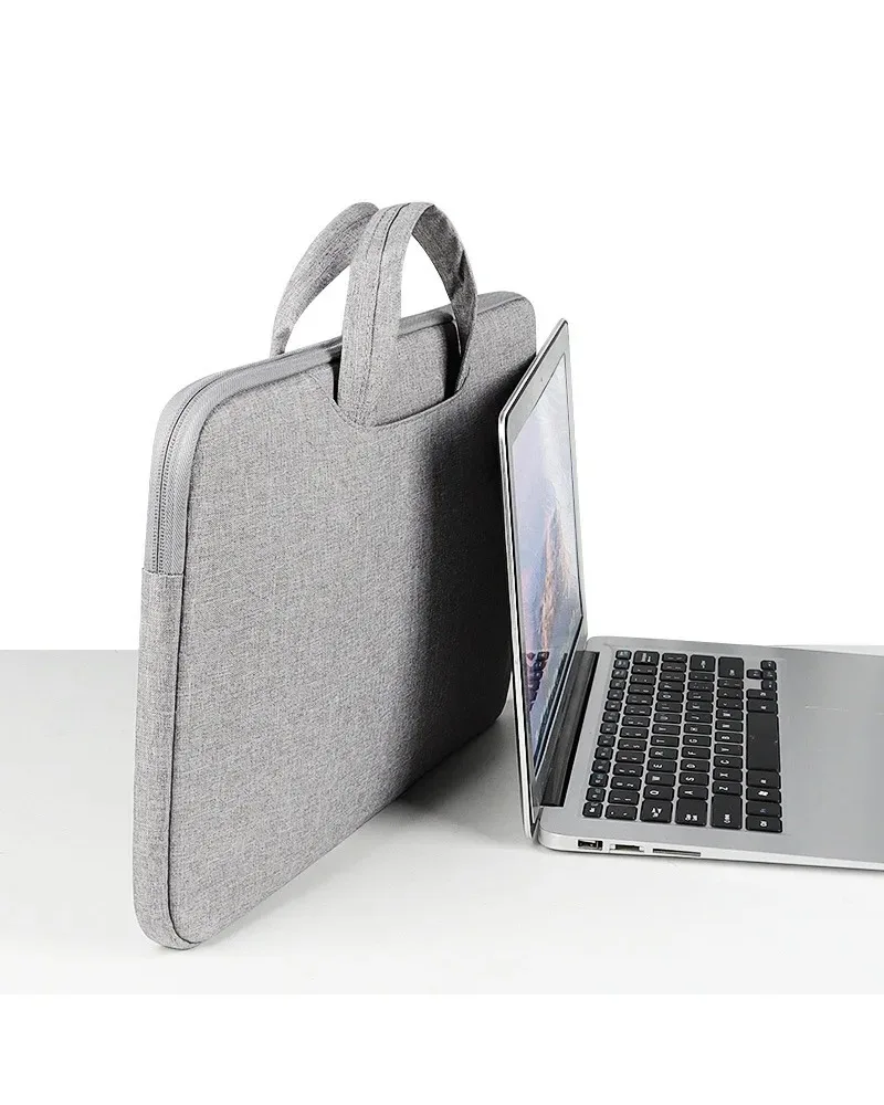 

Gray Laptop Sleeve 13 14 15.6 Inch Notebook Handbag With Multiple Pockets Oxford Cloth Shockproof Portable Bag