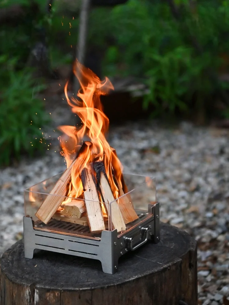 Picture 4: Class-Creamic Outdoor Camping Stainless Steel Fire Pit Fireplace Campfire Tea Brewing Wood Alcohol Bonfire Rack for Picnics