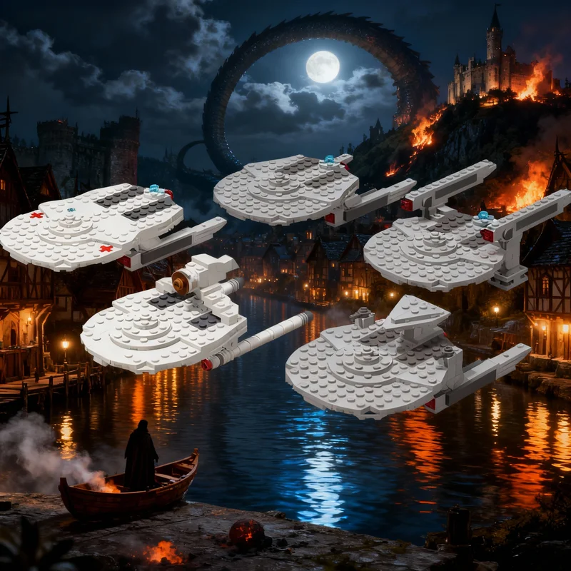 

1049pcs MOC Miranda Class Starship Update Pack 2 Space Model Building Blocks Architecture Toys Education Christmas Gifts Brick
