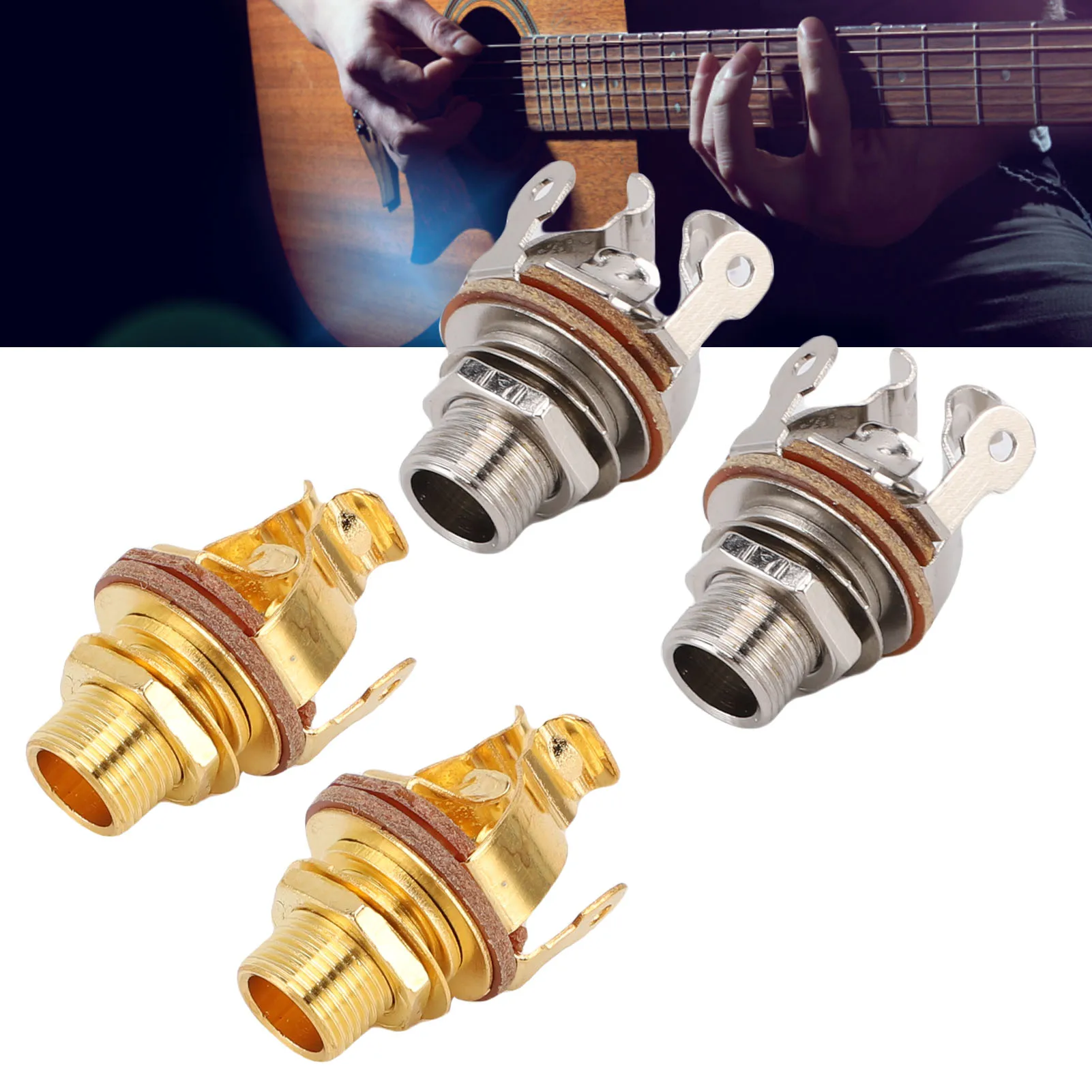 2PCS Guitar Output Jacks 1/4 Inch 6.35mm Multi Contacts Mono Output Jack for Reducing Loose and Buzz Issue Upgrade Appearance