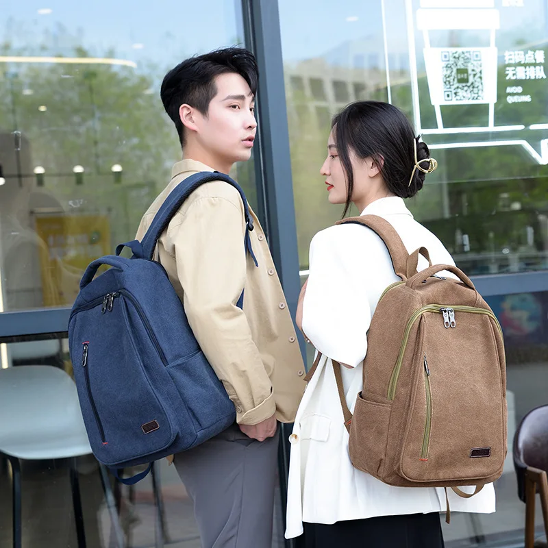 DHL30pcs Women Men Unisex Canvas Plain Vertical SectionBreathable Laptop Backpack Bag