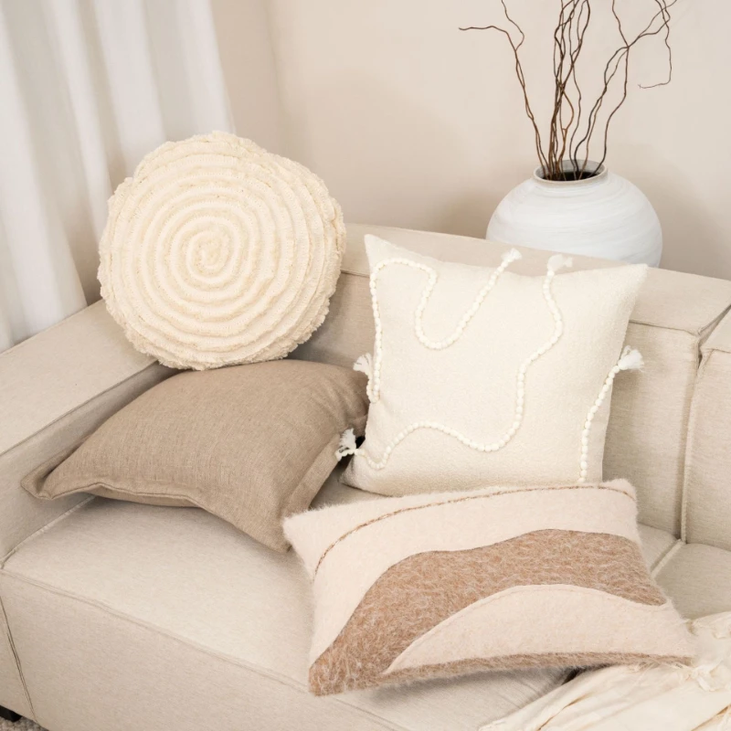 Upmarket Mid Century Aesthetic Beige Brown Cushion Cover Throw Pillowcase For Living Room Bedroom Hotel Cafe Sofa Decor