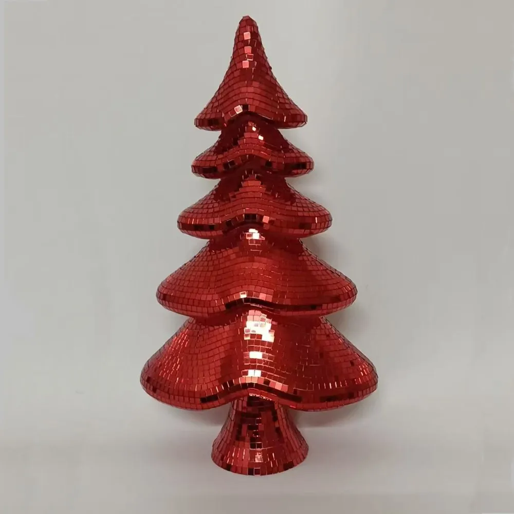 

Handmade Mirror Mosaic Christmas Tree Ornament, Silver Elegant Xmas Hanging Pendant for Holiday Decor