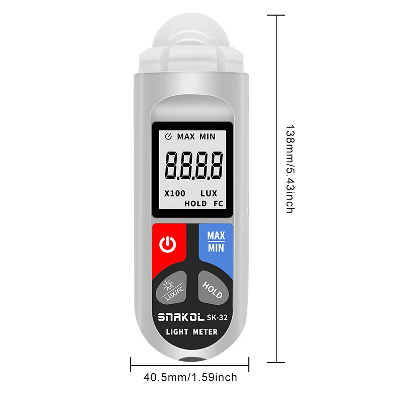 SK32 Lux meter 0~200,000lux Portable Range light meter pocket design High precision illuminometer lux/fc photometer tester