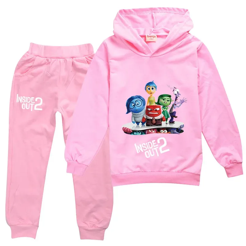 zz04zz12Детская одежда, комплект с капюшоном для мальчиков, детские спортивные костюмы с мультяшным принтом, толстовки для девочек, топы с длинными рукавами + брюки, 2 шт. Se