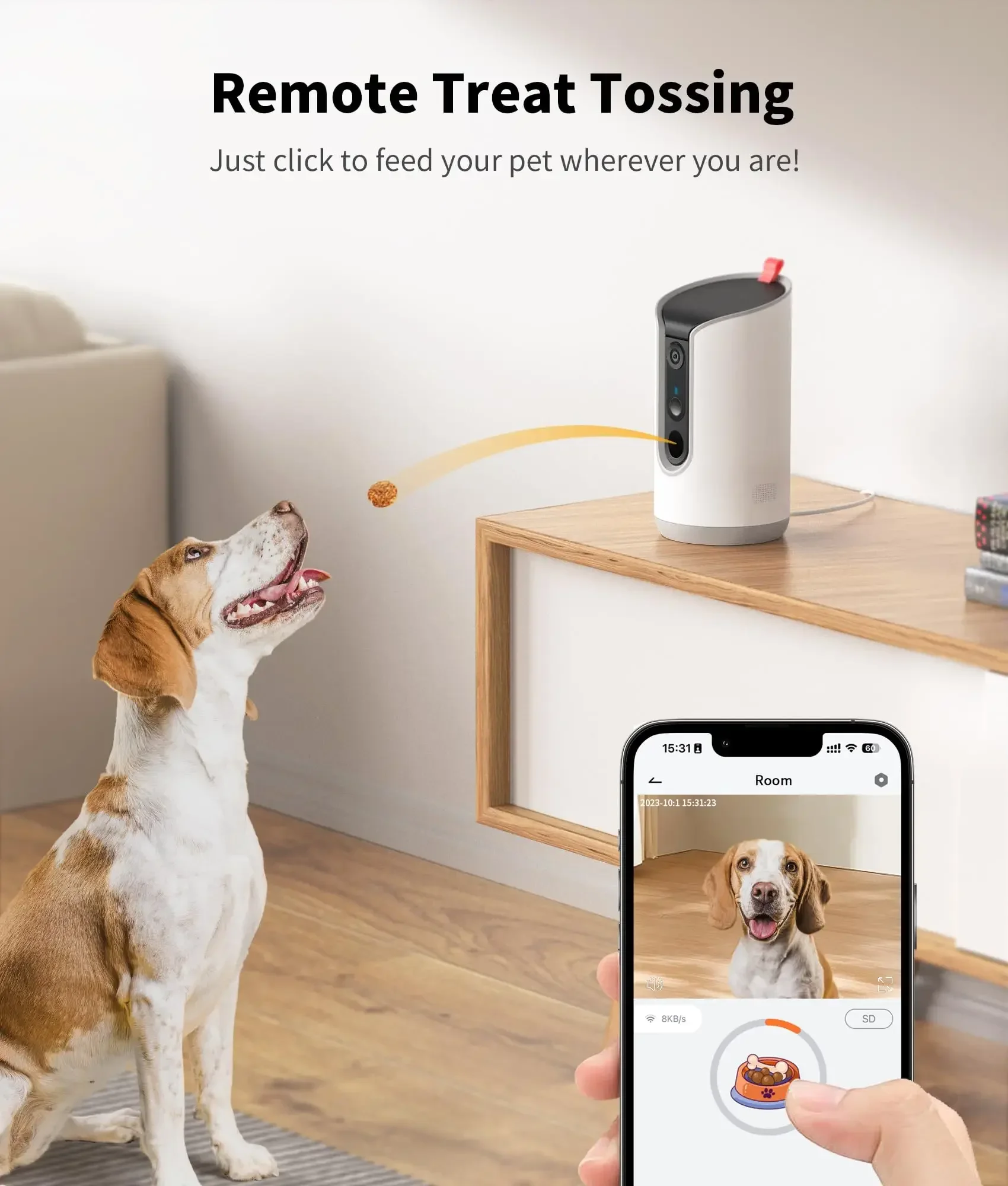 2025 Hot Sale Pet Food Dispenser 360 Degrees Automatic Pet Camera Smart Dog Treat Dispenser Auto Tracking Remote View