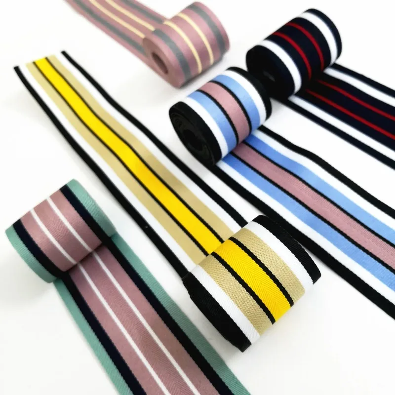 40mm Striped ribbons Rainbow Color Bands 40cm Nylon Colorful Elastic Band Webbing Waistband Stretchy Tape Clothing Accessories