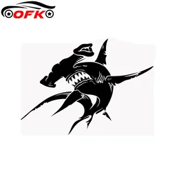 Hammerhead Shark Ocean Sea SHARK Angry Teeth Scuba Diver Car Sticker Decal Black Silver Vinyl 16.5cm*12cm