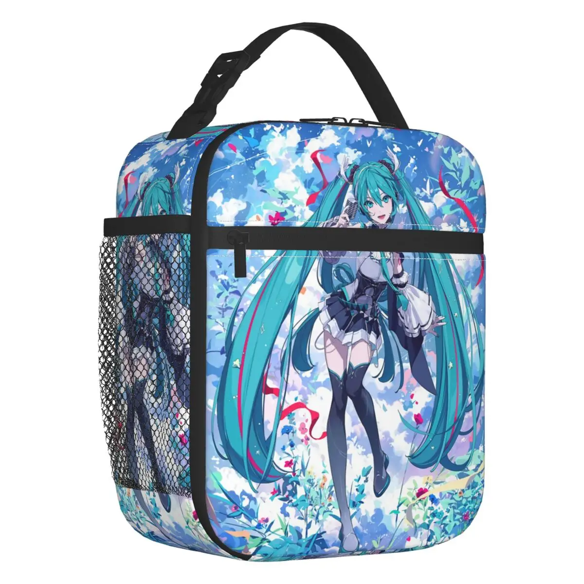 カスタムハツネミク-vocaloid-ロック-再利用可能なランチボックス-ユニセックス-防水クーラー-保温食品断熱ランチバッグ-オフィスワーク