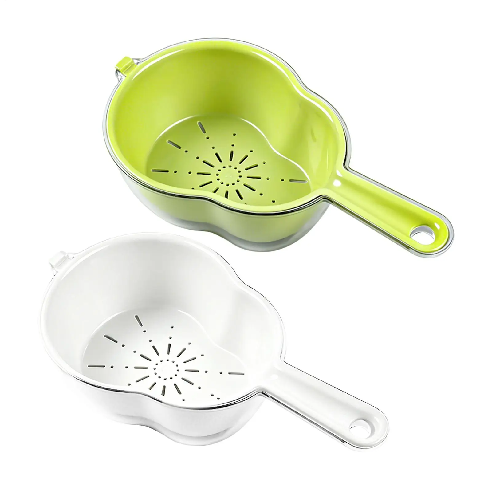 Fruit Washing Bowl With Strainer Double Layer Portable Reuseable Basket Draining Bowl With Handle For Home House Kitchen Sink