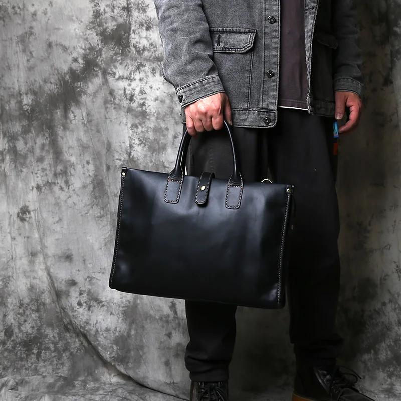 Nzpj Vintage Echt leder Herren Aktentasche natürliche Rindsleder Handtasche verrückte Pferd Leder Computer tasche lässige Umhängetasche – Detail 18