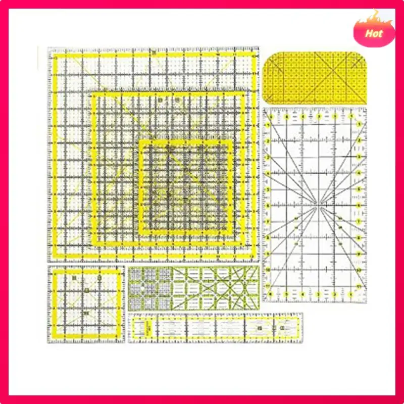 눈금자 퀼팅 템플릿 퀼팅 눈금자 아크릴 눈금자 미끄럼 방지 링이 있는 직물 절단 눈금자