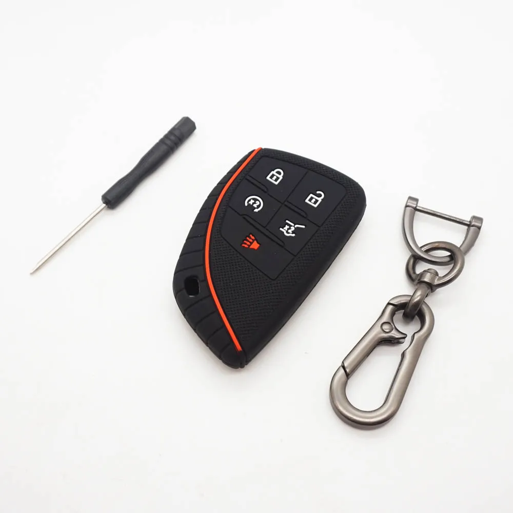 Xinyuexin Silicone Car Key Cover Case Fob Shell for GMC Yukon for Chevrolet 3/4/5/6 Buttons 2020-2023 Keychain Accessories