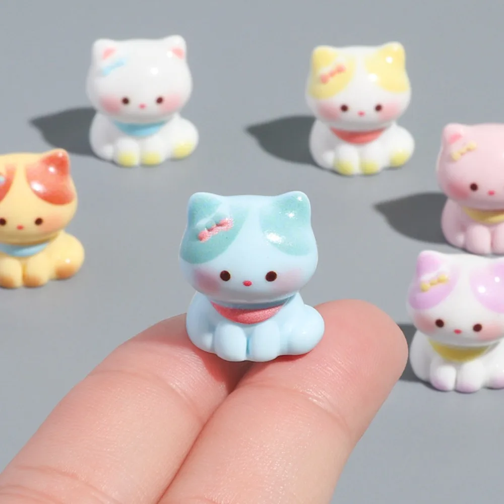 1/6Pcs Cute Resin Cat Figurines, Kawaii Mini Cat Decor for Desk, Kids Room, Gift Sweet Cartoon Cat Ornaments Collectible