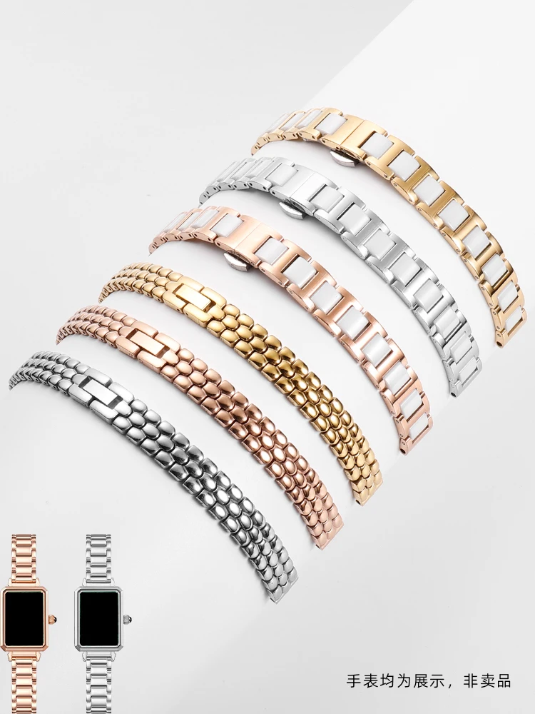 Stainless steel ceramic watch strap 6-22mm small size silver gold rose gold women's watchband Watch chain For Armani Casio omega