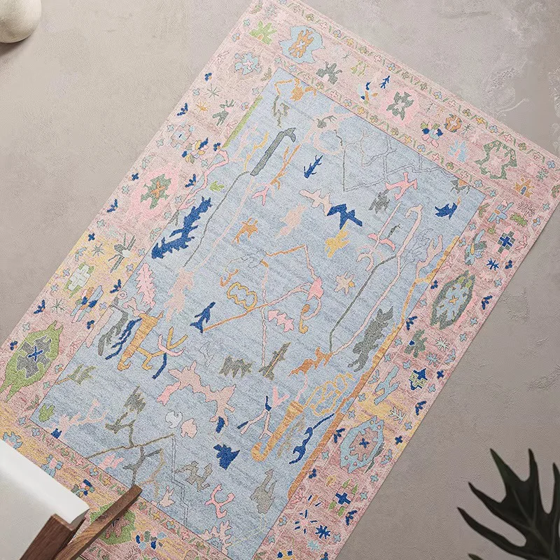 

Living Room Carpet Large Area Bedroom Bedside Soft Plush Mat Machine Washable Foldable Rug Vintage Nordic Style Mats 거실 카펫 Tapis