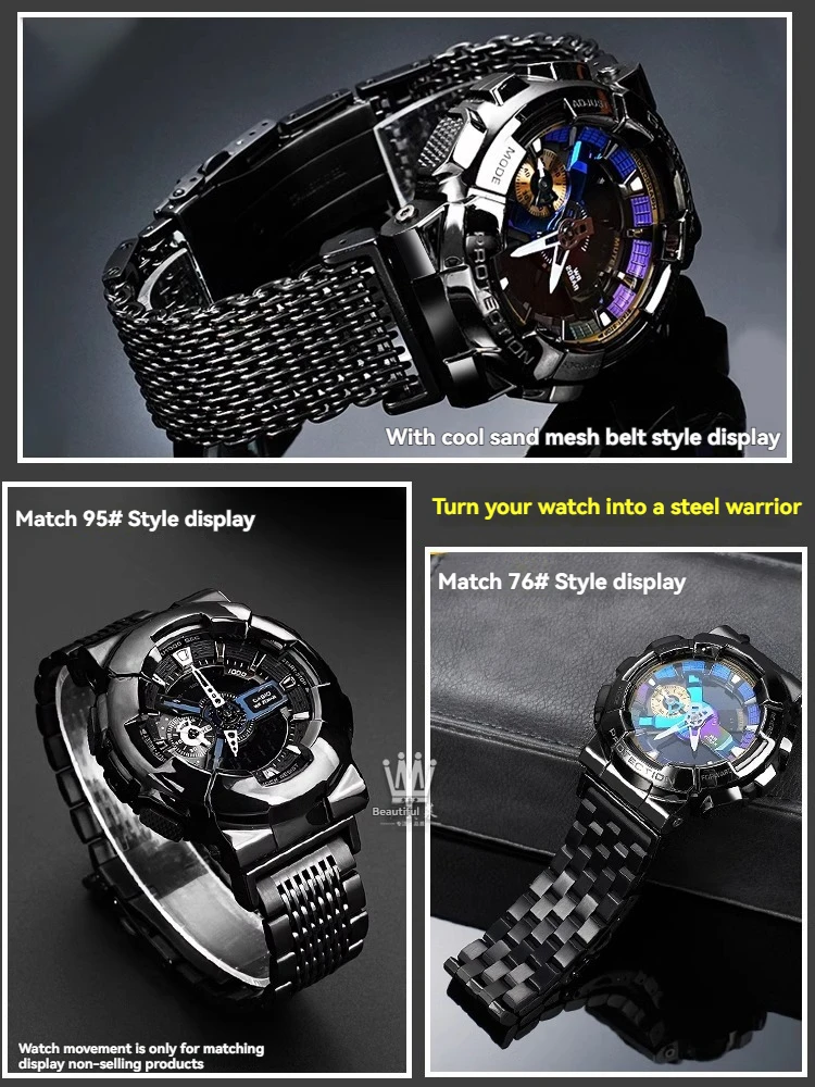 카시오 G-SHOCK GA-2100 GM2100 GM-110 GA110 DW5600 남성용 금속 시계 스트랩용 농장 오크 수정 스테인레스 스틸 팔찌 시계 밴드